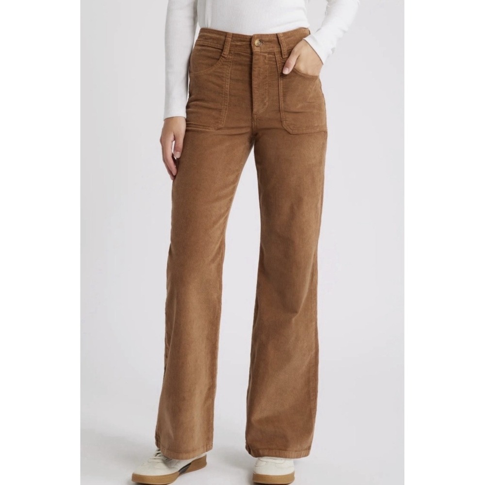 Marine Layer Corduroy Pants Women 12 Brown Casual Comfy Pants Pockets High Rise